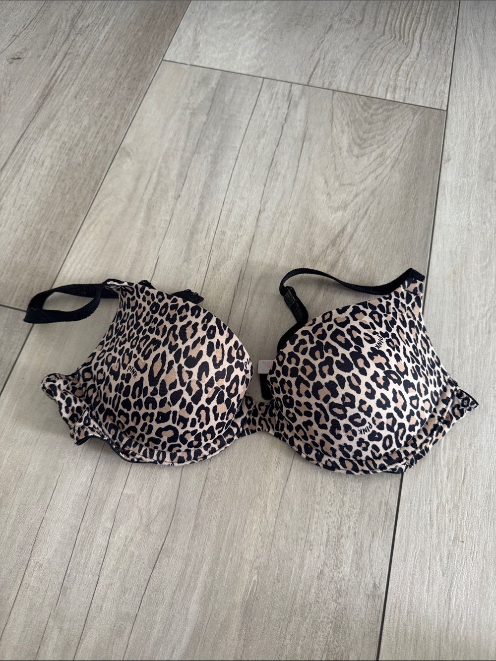 Victoria's Secret PINK Leopard Print Bra - Black & Beige